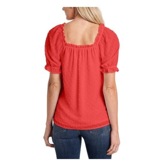 CeCe French Dot Pink Square Neck Blouse Size Small New - Picture 3 of 6